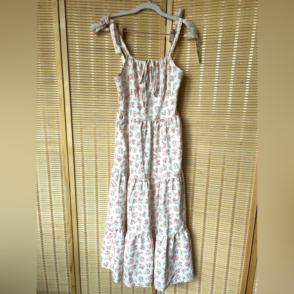Floral Maxi Dress with Tie Straps